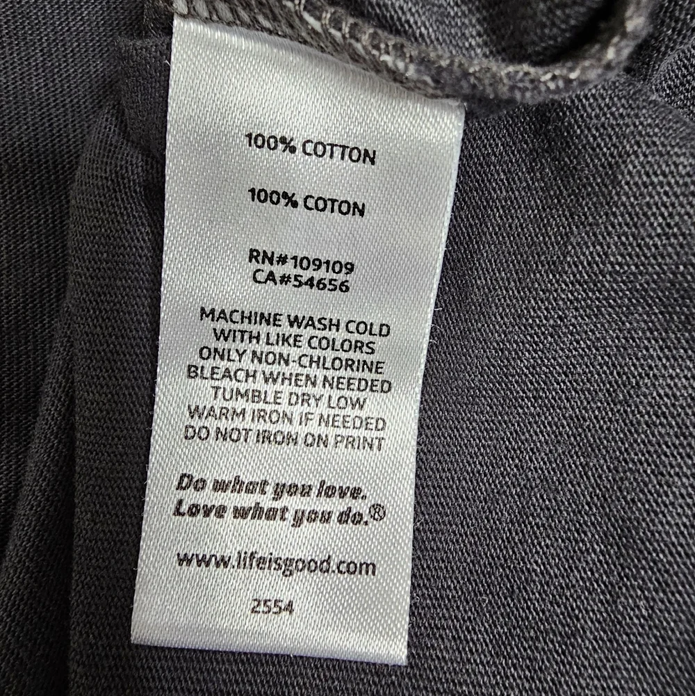 Life Is Good Dark Charcoal Gray Boxy Hoodie Tee Tiger Crush Strike Graphic Small - Picture 8 of 8